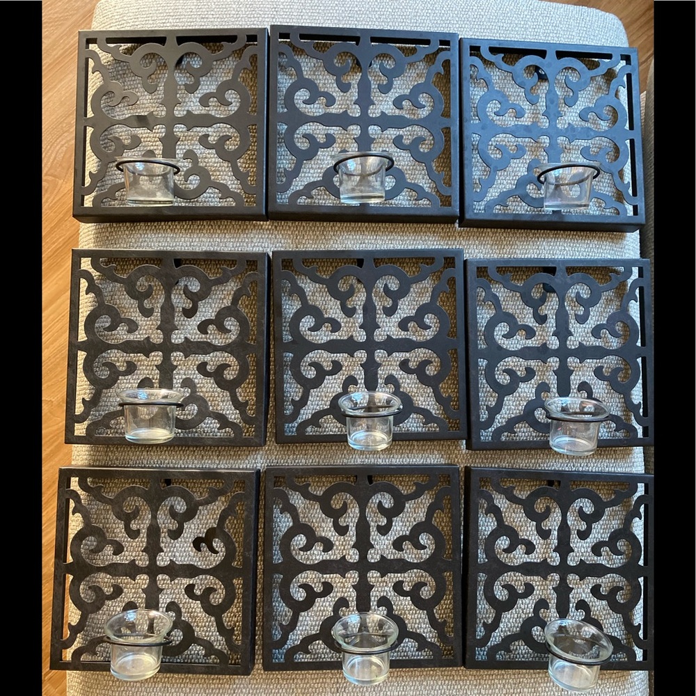 9 Metal Lattice Votives Wall Decor Tealight Candle Holders